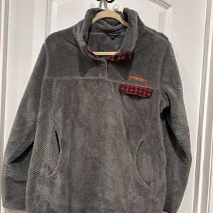 Simply Southern Gray Fleece with Red Plaid Trim